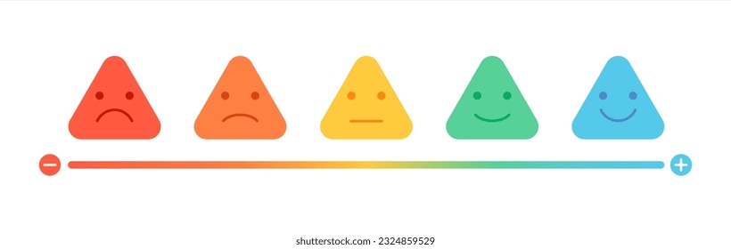 Smiley rate scale emotion emoji icon. Feedback rate survey emoticon satisfaction meter. Vector illustration.