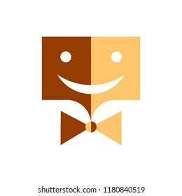 Smiley rectangular, cheerful with a butterfly two-color