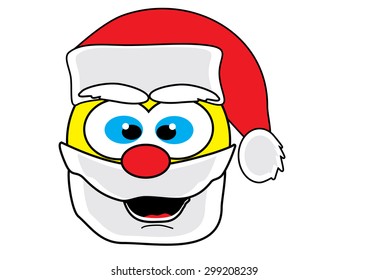 Smiley in red cap of Santa Claus, emoticon