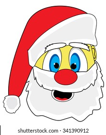 Smiley in red cap of Santa Claus, emoticon
