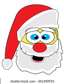 Smiley in red cap of Santa Claus, emoticon