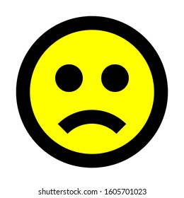 Smiley - sad - black outline, yellow theme - vector illustration