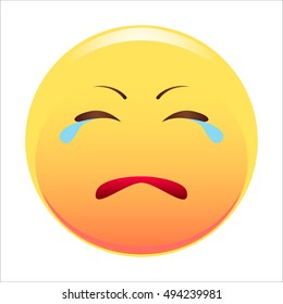 Smiley. Sad emoticon. Vector illustration. Isolated on white background.