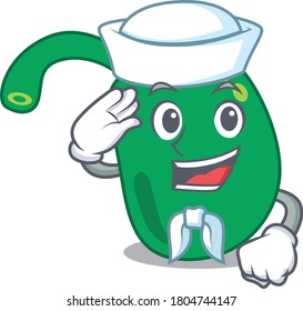 Smiley sailor cartoon character of pineal wearing white hat and tie