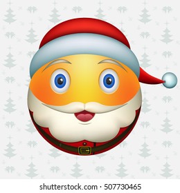 Smiley Santa Claus, vector isolated illustration with xmas background.
