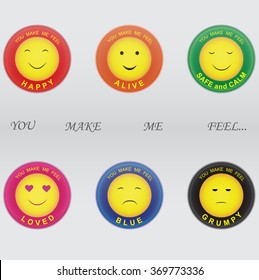 Smiley set with different expression of face