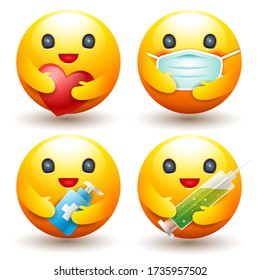 Smiley set icon, Protect 
disease concept, caring Emotion , mask,  sign and symbol vector.