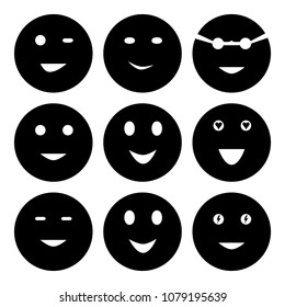 Smiley set icon, style of glue on white background