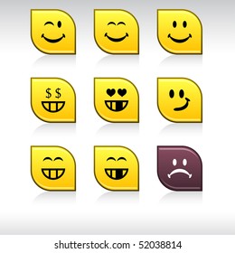 Smiley set of leaf color icons.