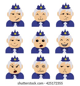 Smiley set. Police officer emoticons 2(old man)