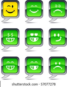 Smiley set of square balloon icons.