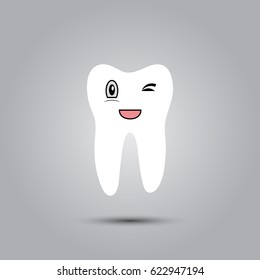 Smiley in the shape of a tooth on a gray background