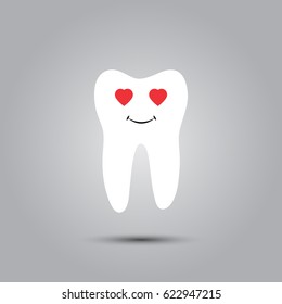 Smiley in the shape of a tooth on a gray background