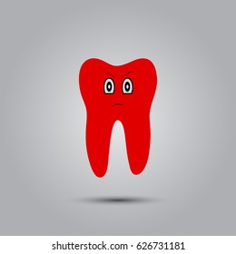 Smiley in the shape of a tooth on a gray background