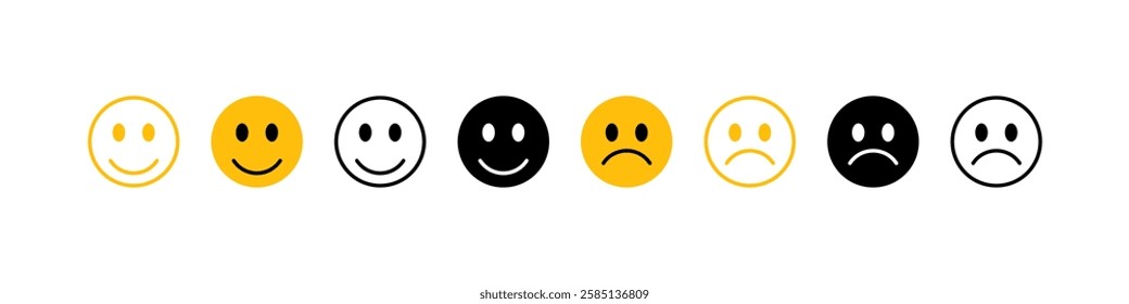 Smiley. Smile and Sad Face. Emoji faces icon. Emoticons icon set