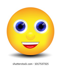 Smiley, smiling emoticon. Yellow face with emotions. Facial expression. 3d realistic emoji. Funny cartoon character.Mood. Web icon. Vector illustration.