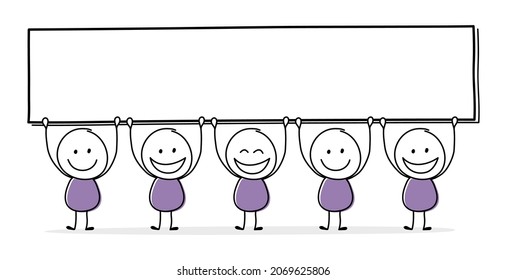 Smiley stickman with empty plate symbol. Business concept. Vector