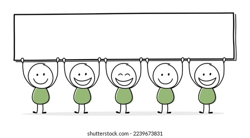 Smiley stickman with empty plate symbol. Business concept. Vector