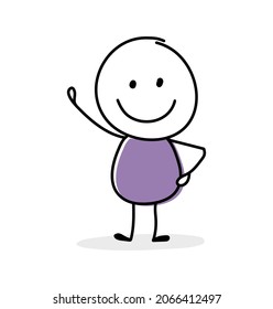 Smiley stickman. Gestures concept. Vector