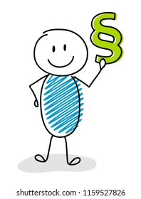 Smiley stickman with section mark (paragraph( icon. Vector.