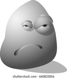 Smiley stone / stone is angry, evil / vector