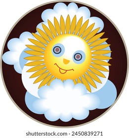 Smiley sun sticker cartoon sun sticker