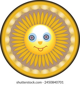 Smiley sun sticker cartoon sun smile