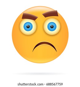 Smiley. Surprised face vector illustration. Character design. Icon style.