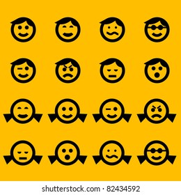 smiley symbols of female and male characters