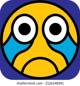 Smiley with tears, illustration, vector on a white background.