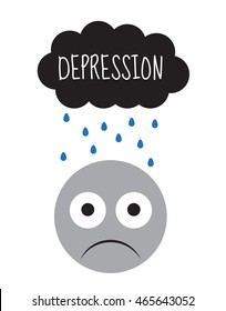 Smiley vector, depression, sadness, emotions. Vector illustration