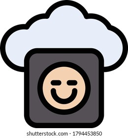 smiley vector  flat color icon