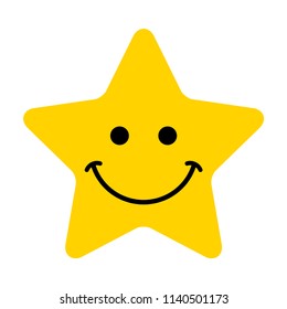 Smiley. Vector happy face. Yellow star