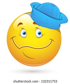 Smiley Vector Illustration - Face with Sailor Cap