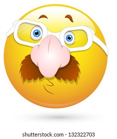 Smiley Vector Illustration - Fake Nose and Moustaches Face