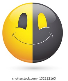 Smiley Vector Illustration - Half Black