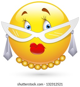 Smiley Vector Illustration - Lady with Glasses