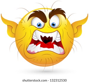 Smiley Vector Illustration - Ugly Wicked Monster