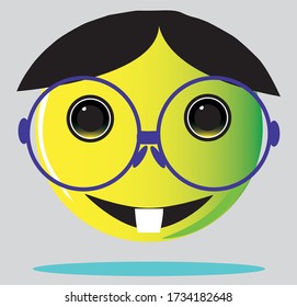 vector sonriente. Emoticon amarillo con una expresión facial segura. Ilustración vectorial.