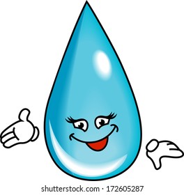 Smiley water drop isolated on white background