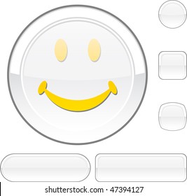 Botones blancos sonrientes. Ilustración vectorial.