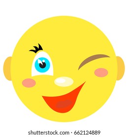 Smiley winks and smiles. Icons on a white background. Vector image in a cartoon style