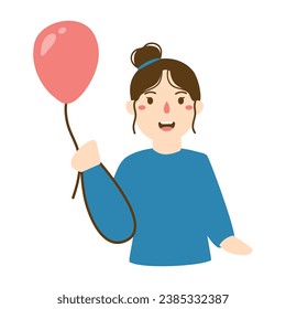 smiley woman holding balloons illustration