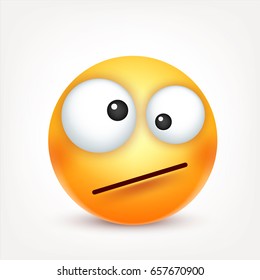 Smiley,emoticon. Yellow face with emotions. Facial expression. 3d realistic emoji. Funny cartoon character.Mood. Web icon. Vector illustration.