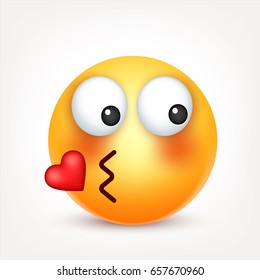 Smiley,emoticon. Yellow face with emotions. Facial expression. 3d realistic emoji. Funny cartoon character.Mood. Web icon. Vector illustration.