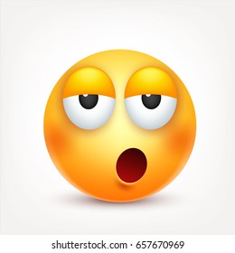 Smiley,emoticon. Yellow face with emotions. Facial expression. 3d realistic emoji. Funny cartoon character.Mood. Web icon. Vector illustration.