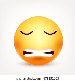 Smiley,emoticon. Yellow face with emotions. Facial expression. 3d realistic emoji. Sad,happy,angry faces.Funny cartoon character.Mood. Web icon. Vector illustration.