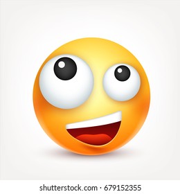 Smiley,emoticon. Yellow face with emotions. Facial expression. 3d realistic emoji. Sad,happy,angry faces.Funny cartoon character.Mood. Web icon. Vector illustration.