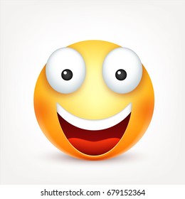 Smiley,emoticon. Yellow face with emotions. Facial expression. 3d realistic emoji. Sad,happy,angry faces.Funny cartoon character.Mood. Web icon. Vector illustration.