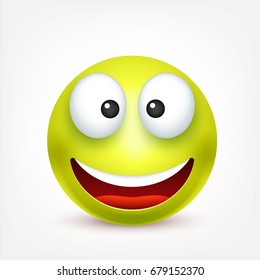 Smiley,emoticon. Yellow face with emotions. Facial expression. 3d realistic emoji. Sad,happy,angry faces.Funny cartoon character.Mood. Web icon. Vector illustration.